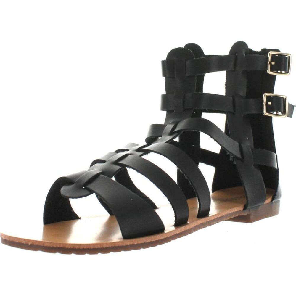 De Blossom Collection Xara-4 Black PU Womens sandals 6 NEW